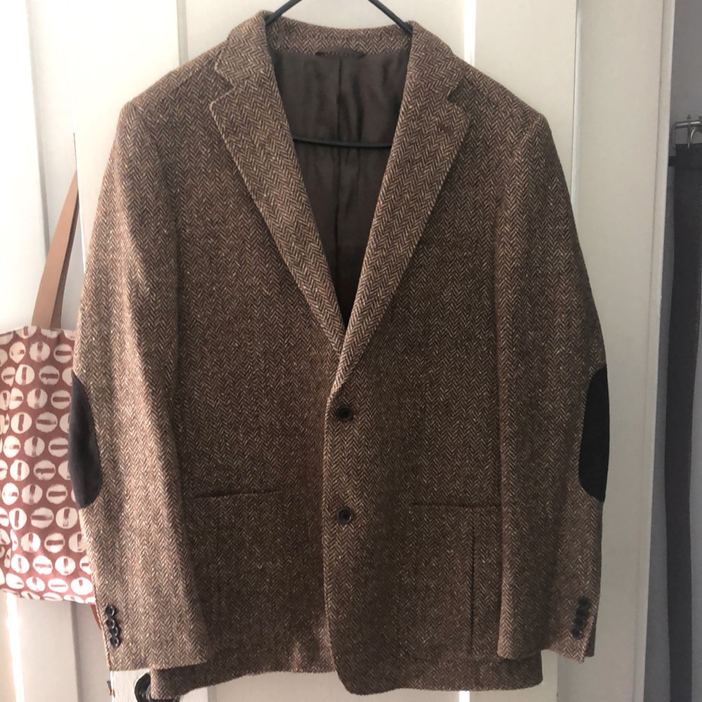 Men’s Ibiza wool herringbone blazer with elbow pads